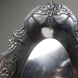 Small hollow tray, silver-plated brass cup, antique rococo style