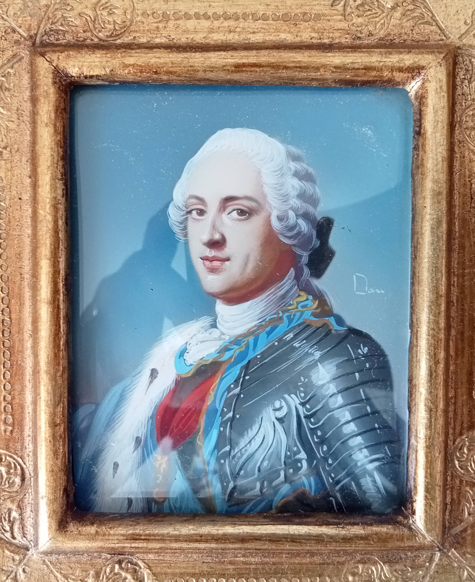 Louis XV vintage miniature portrait painting