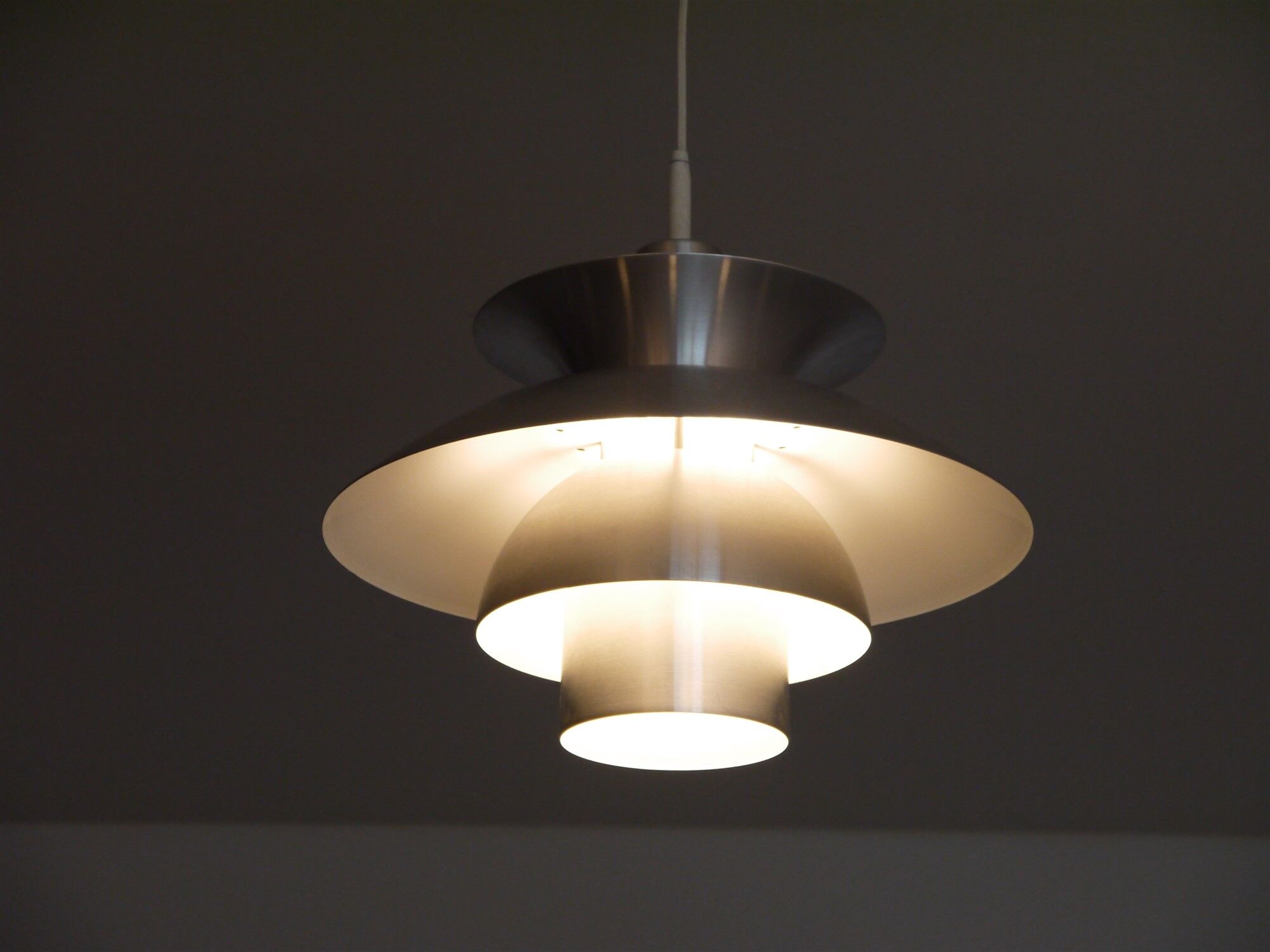 Danish pendant light in aluminum, 1970
