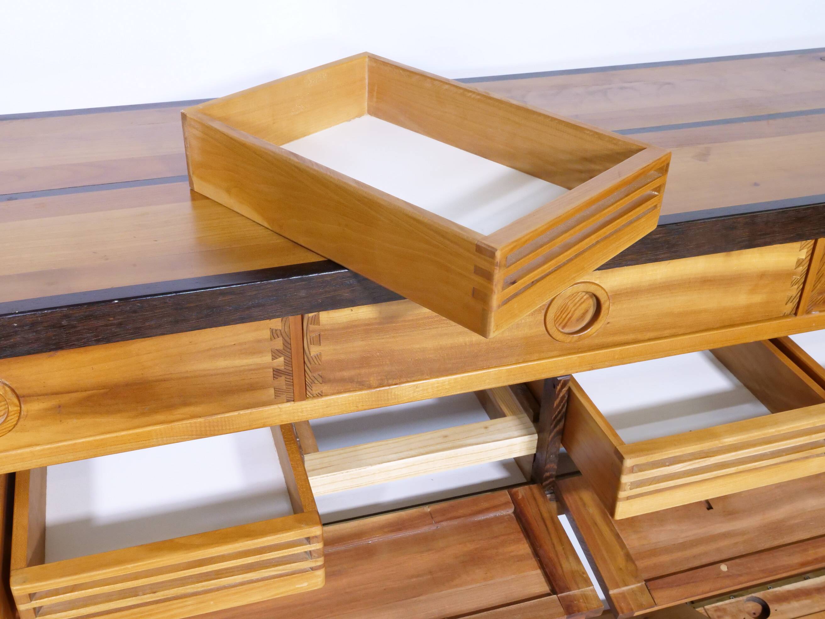 Handcrafted Solid Wood Sideboard in Wenge & Cherry, 1970 Vintage