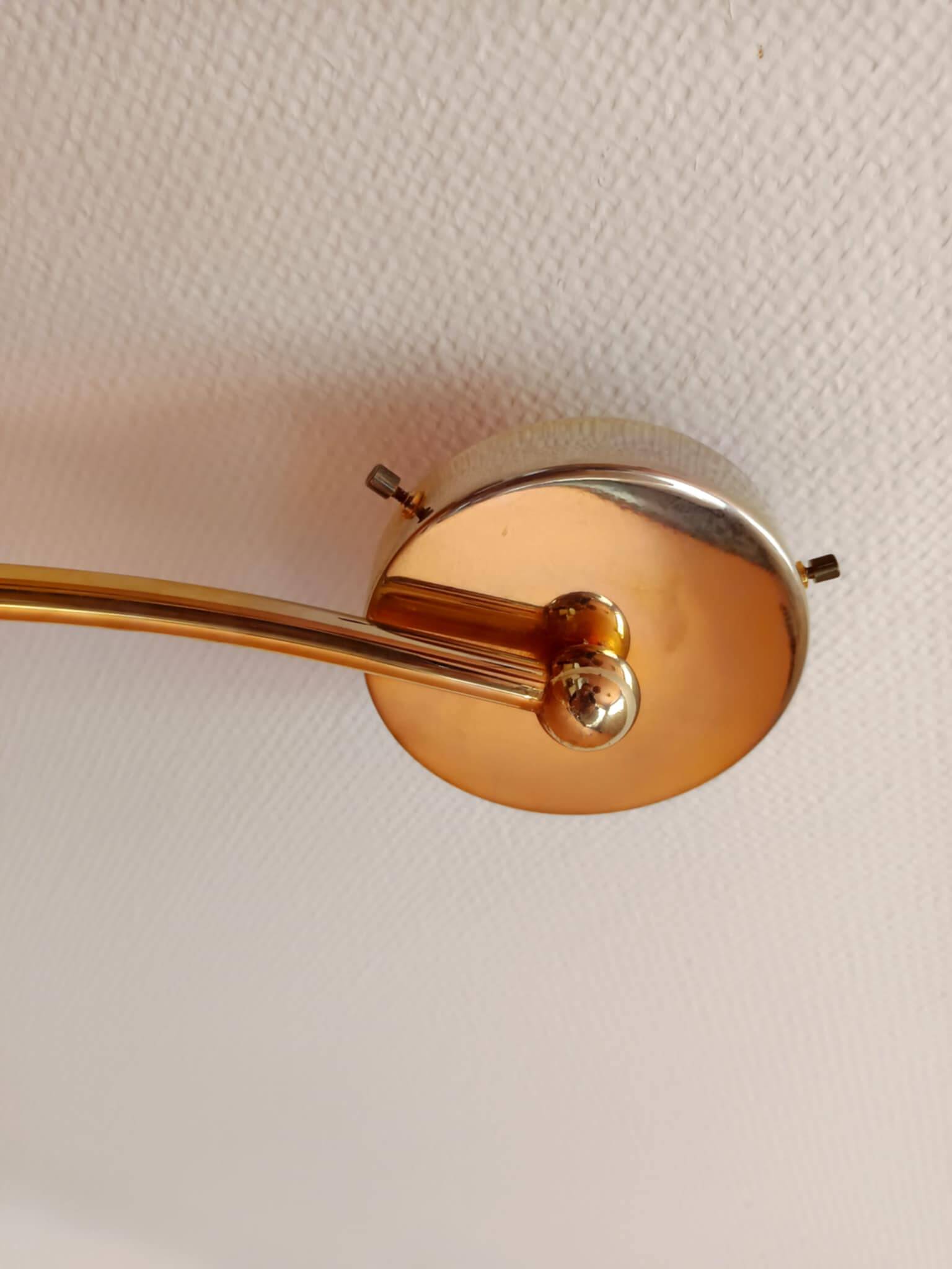 Vintage gold metal arc pendant light, 1980s