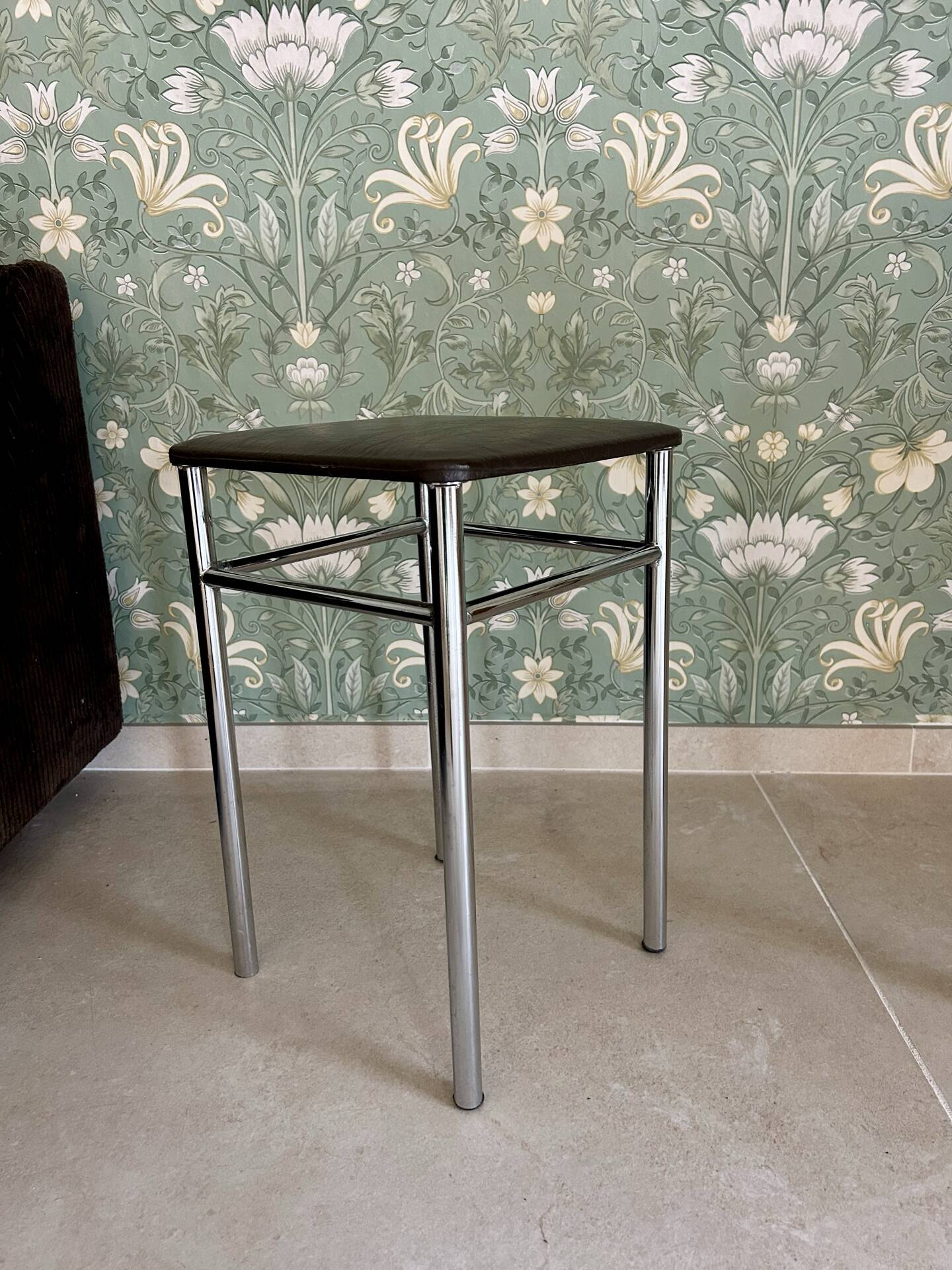 Vintage brown faux leather stool