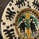 Ceramic plate with graffito stylised birds in the Pesaro Faenza style, early 1900s.