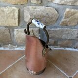Pink hammered copper coal bucket and porcelain handles