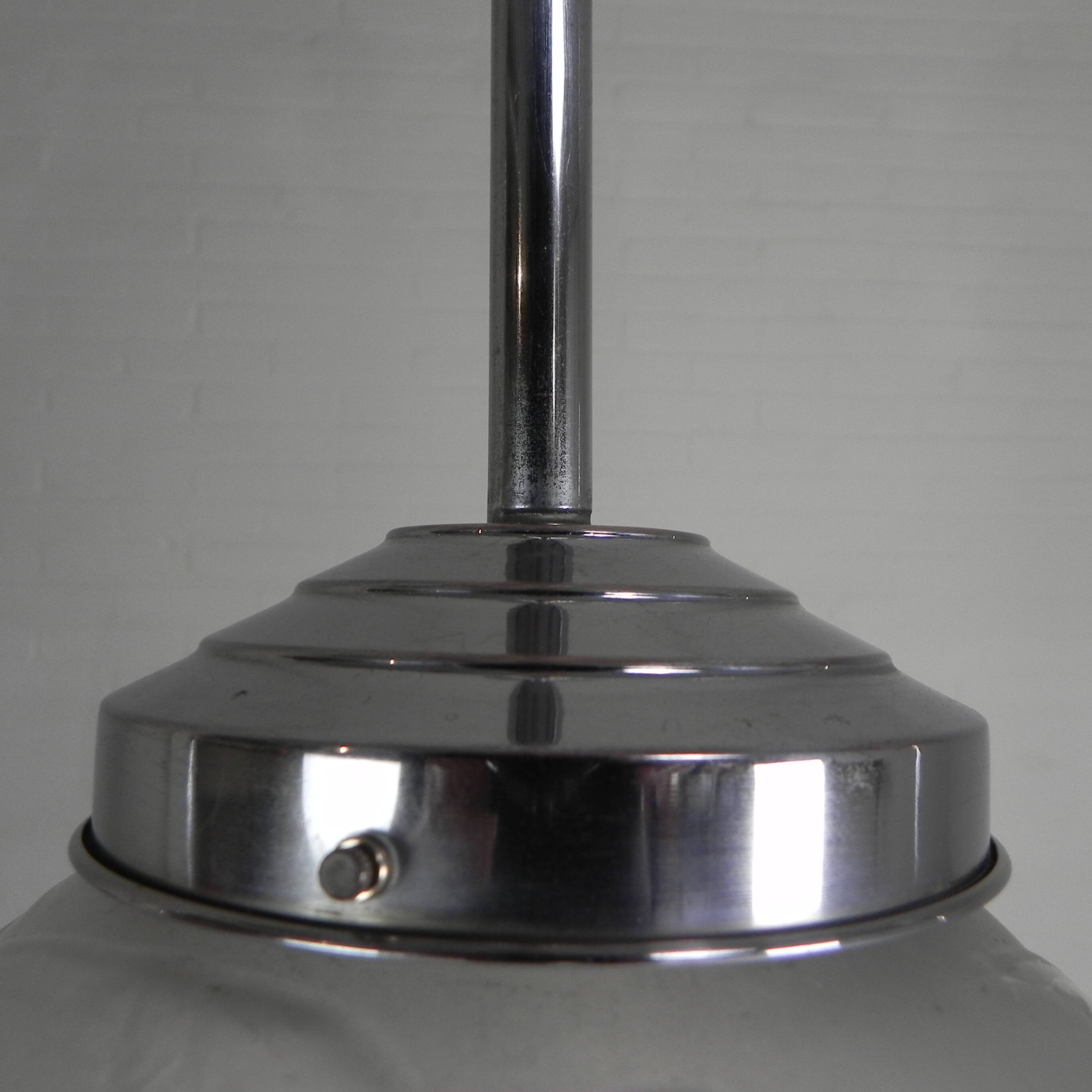 Art Deco pendant light with engraved glass globe and birds, 1930s