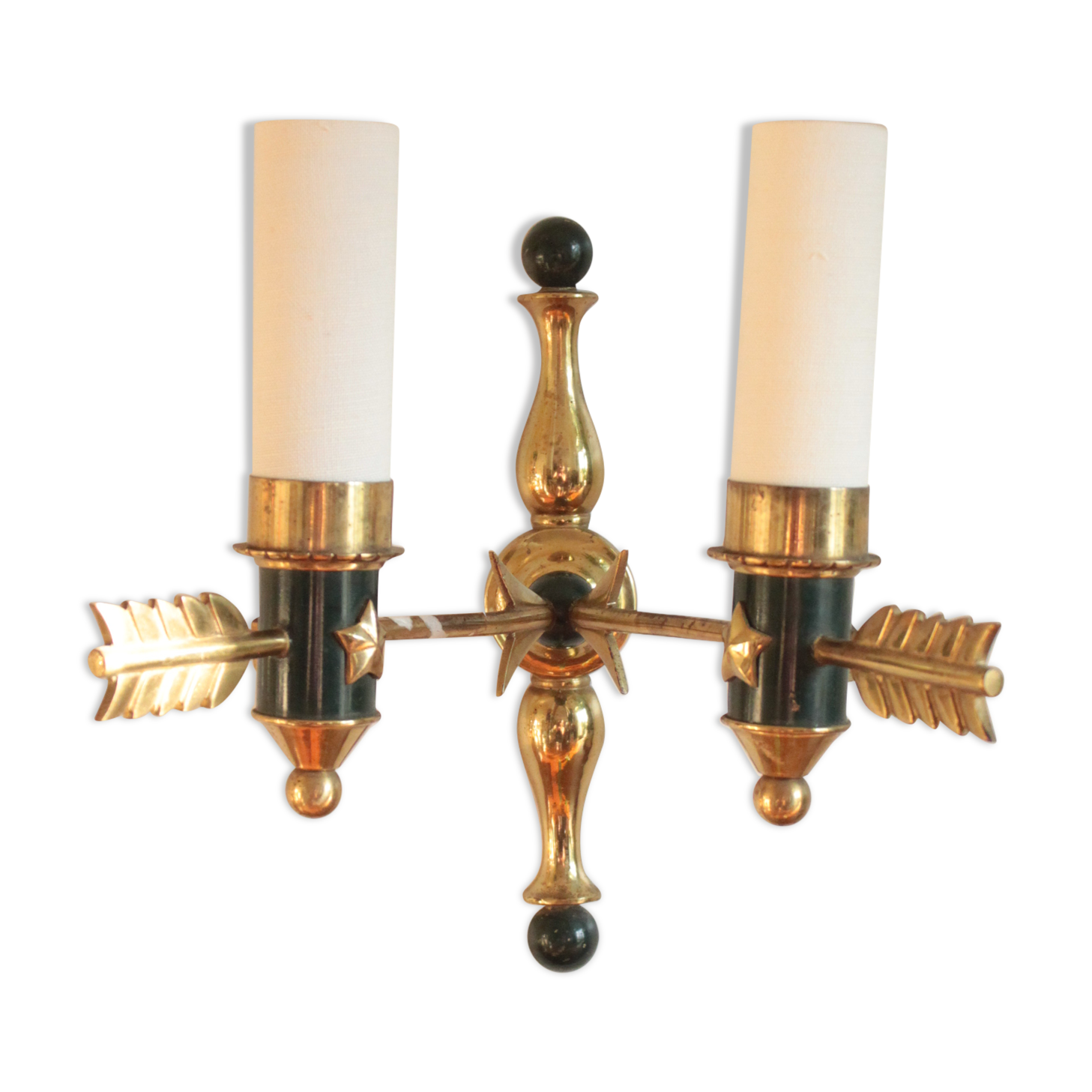 Interesting wall lamp with arrow decoration, modernist, 1950 solid brass