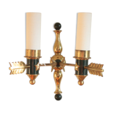 Interesting wall lamp with arrow decoration, modernist, 1950 solid brass