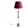 Lampadaire vintage IKEA en métal blanc avec abat-jour en tissu rose et accents colorés