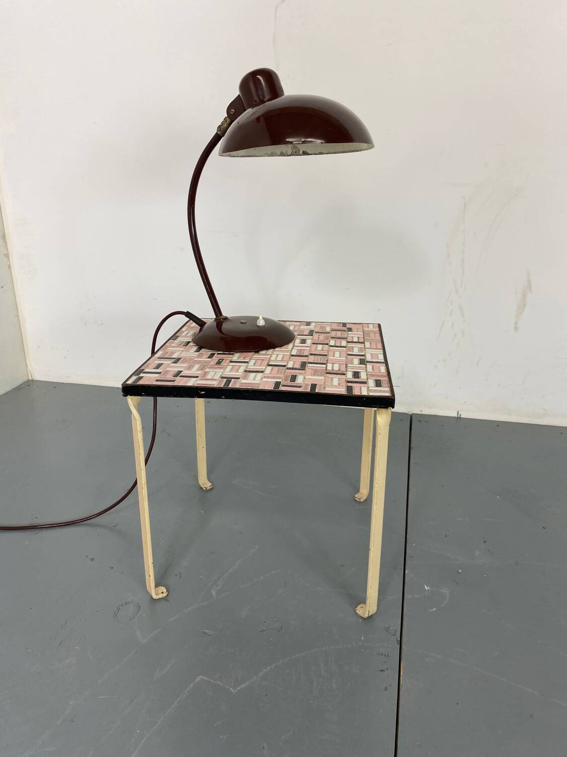 Vintage Modernist Mosaic Ceramic and Steel Side Table, 1950s
