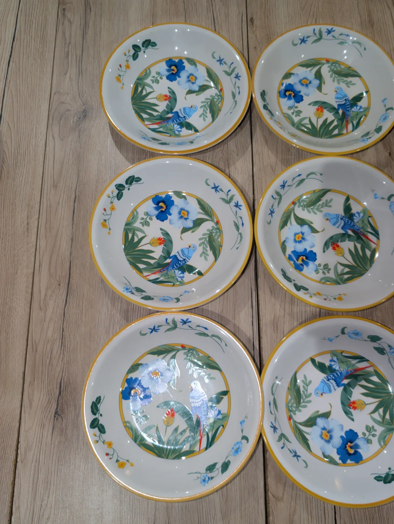Lot 9 Deep Plates Porcelain Japan ARA S 933 Parrot & F Decor