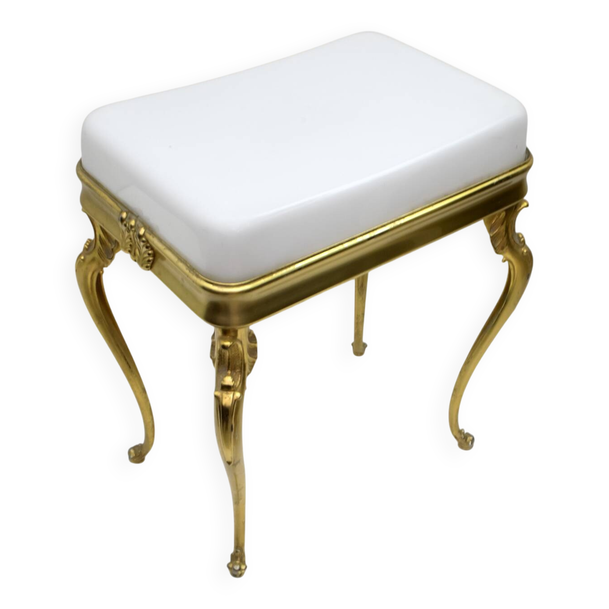 Mid-Century Modern Italian Brass and Plexiglass Stool, 1950