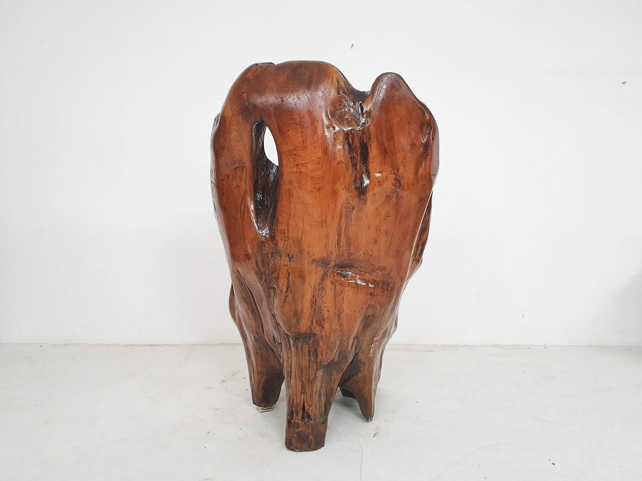 Hand carved wooden tree trunk chair, 1970's
