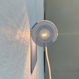 Light blue perforated metal suspension by Abo Randers, Danish postmodern, 1980s.