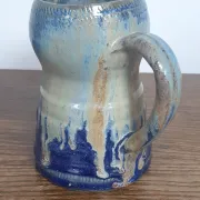 Blue flamed stoneware jug