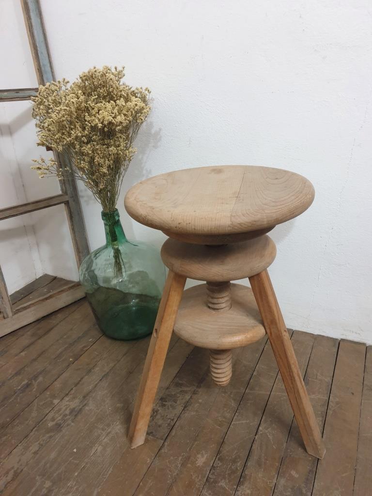 Vintage screw stool - Natural wood stool