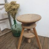 Vintage screw stool - Natural wood stool