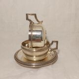 Duo of chocolate cups in silver metal