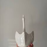 Vintage English white ceramic swan vase/cachepot