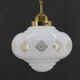1970s Glass Pendant Light with Brass Chain , Czechoslovakia
