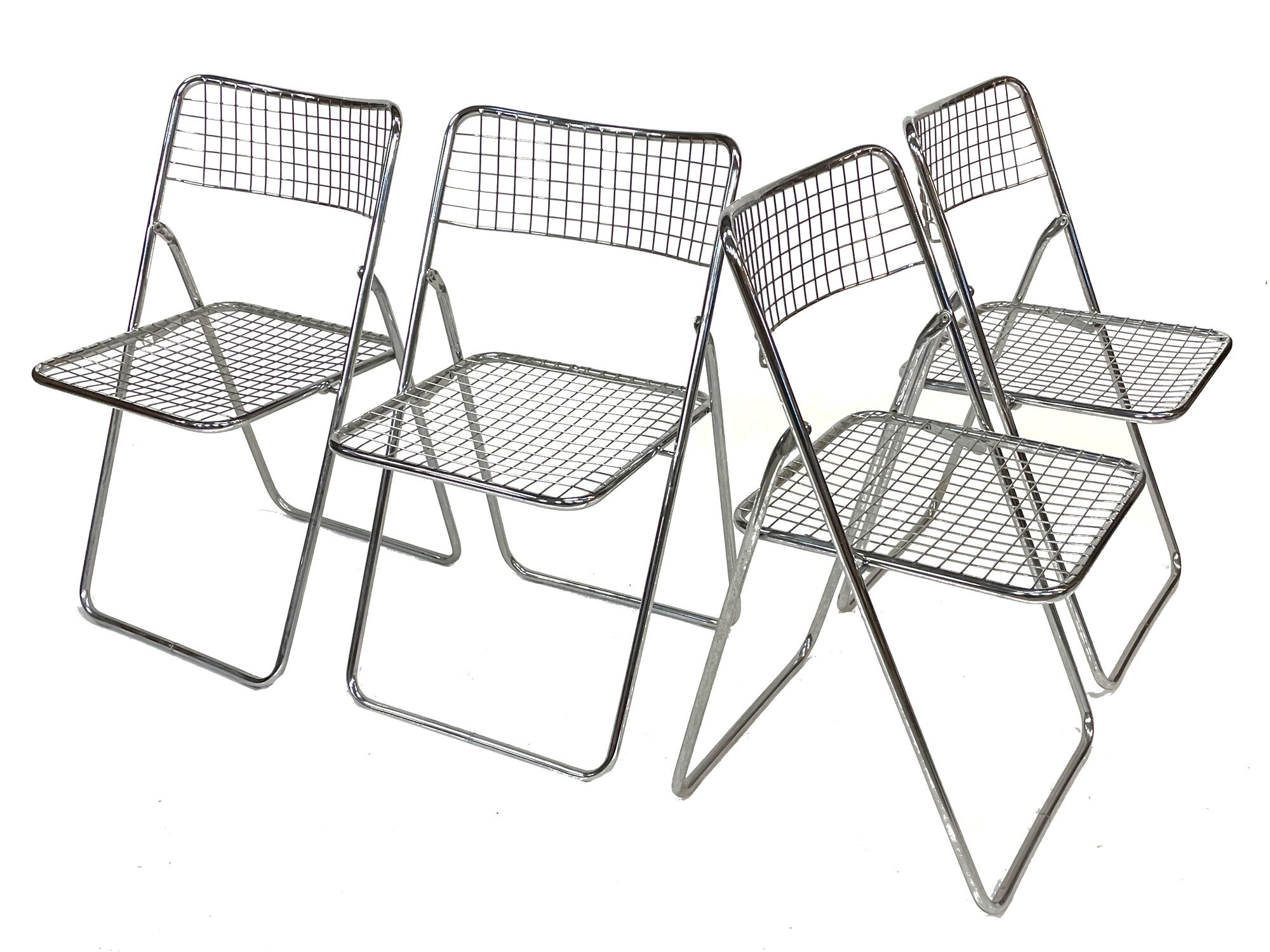 Set of four chrome folding chairs by Niels Gammelgaard for Ikea 1970
