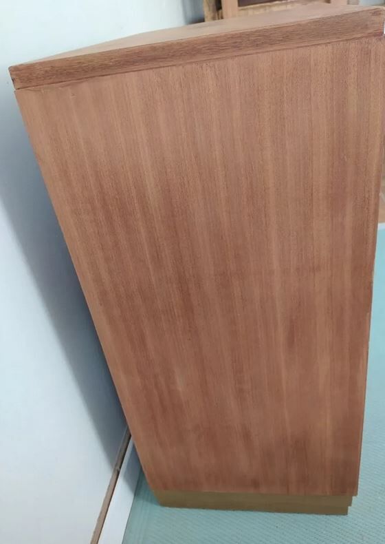 Meuble d'entrée d'appoint console art déco en bois couleur teck et doré
