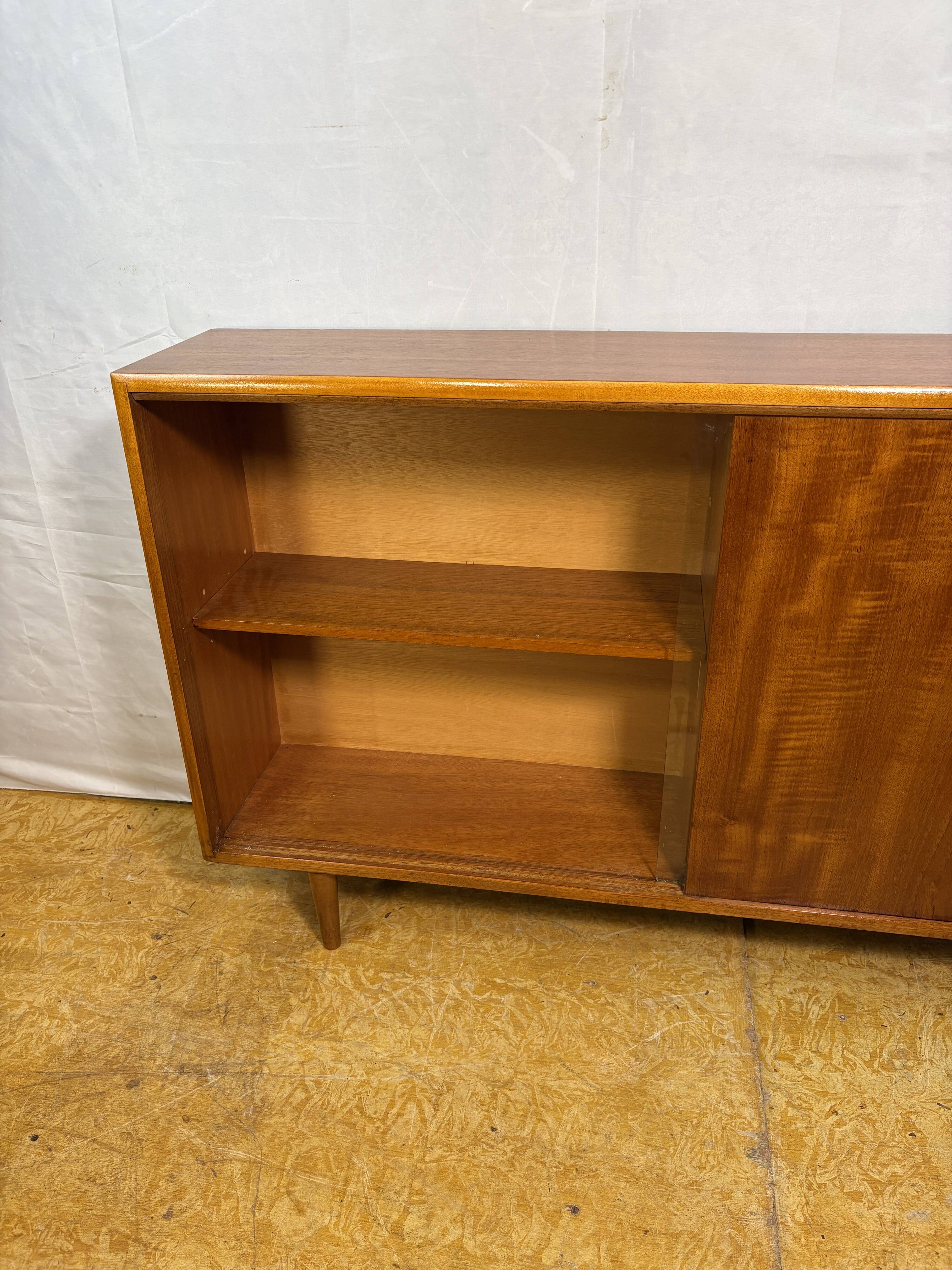 Mid Century Retro Teak & Glass Bookcase by Herbert E. Gibbs Circa 1960
