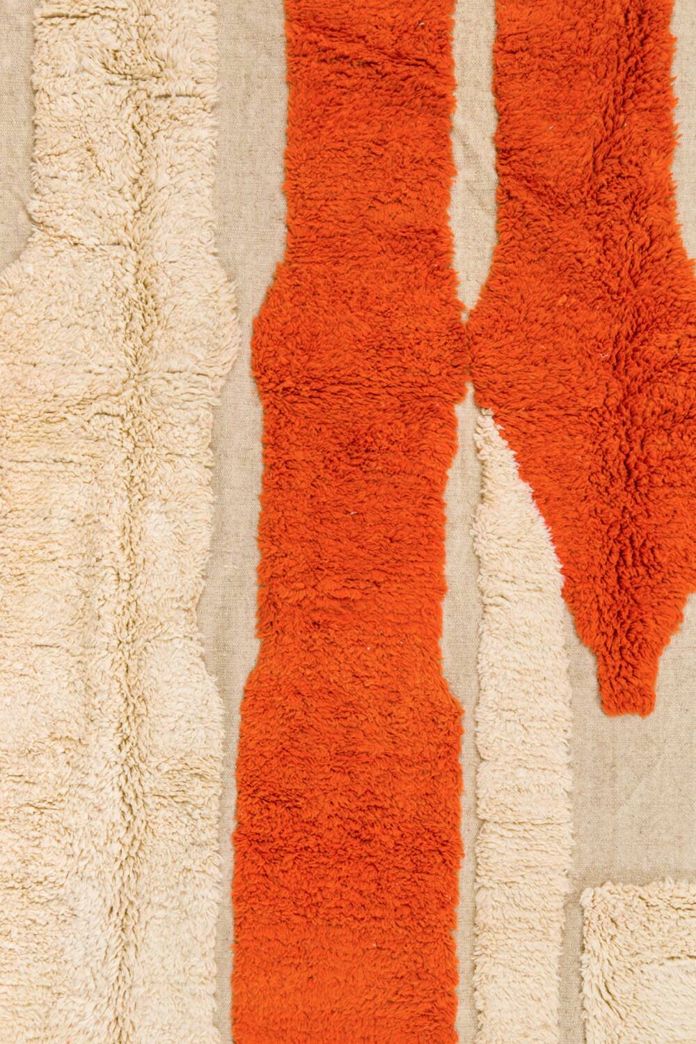 Modern relief orange and white Moroccan Berber rug