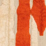Modern relief orange and white Moroccan Berber rug