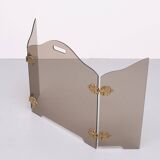 Triptyque pliant en verre fumé, pare-feu des années 1950