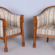Biedermeier Birch Seating Set, Vienna, Austria, 1830s, Set of 3