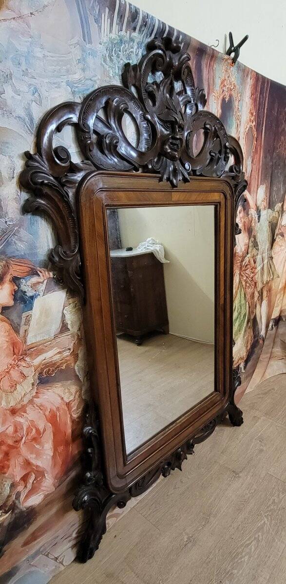 Very important carved wooden mirror, dating from the 19th century, Napoleonic III period.