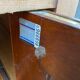 Buffet Louis Philippe deux portes meuble TV rénové en bois massif merisier brut