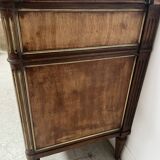 Louis XVI style mahogany commode with a grey veined marble top, 19th century