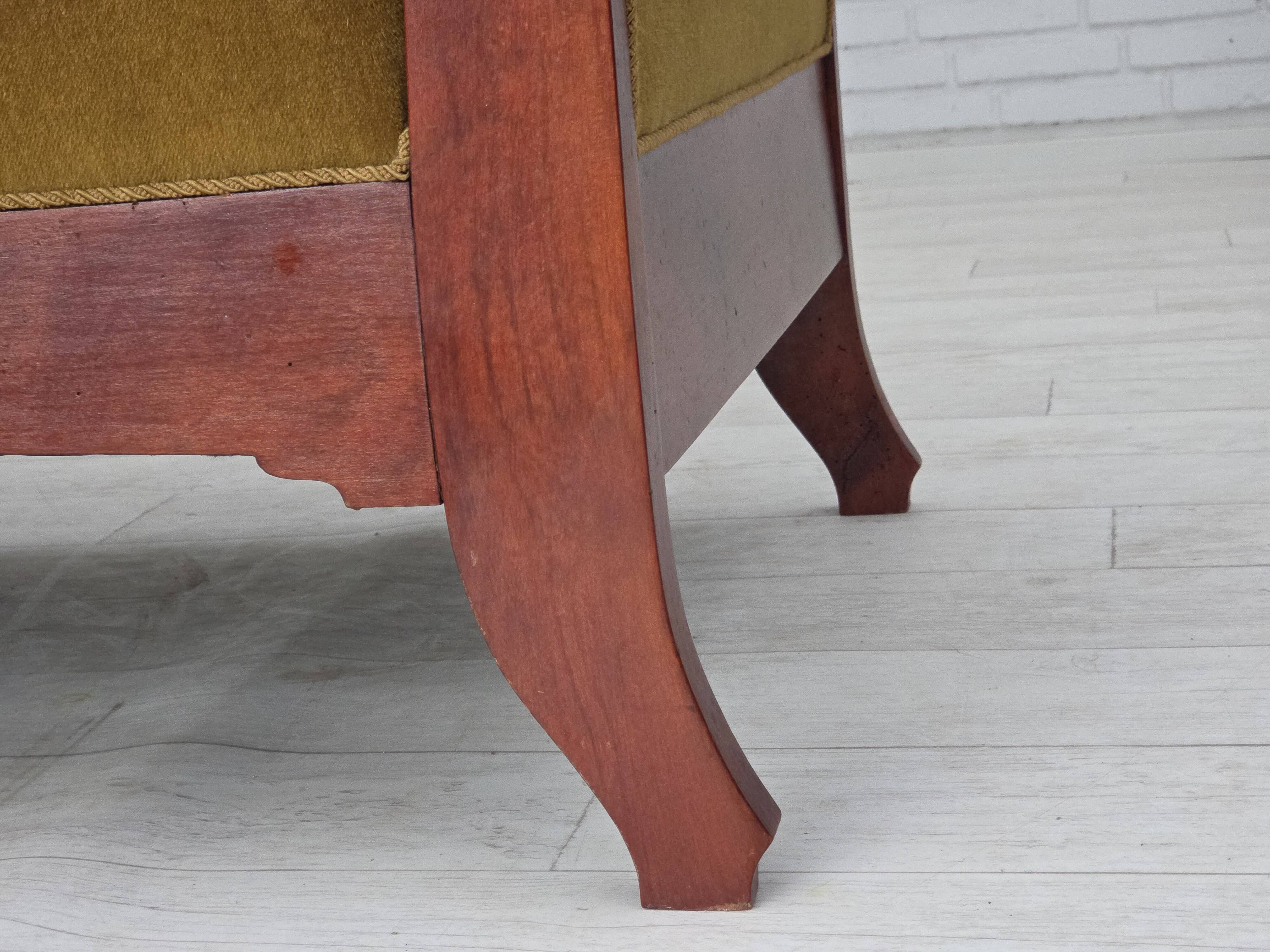 1950s, Danish 2-seater sofa in Biedermeier style, furniture velour.