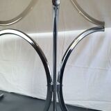 Dining table in chromed metal and smoked glass 1970