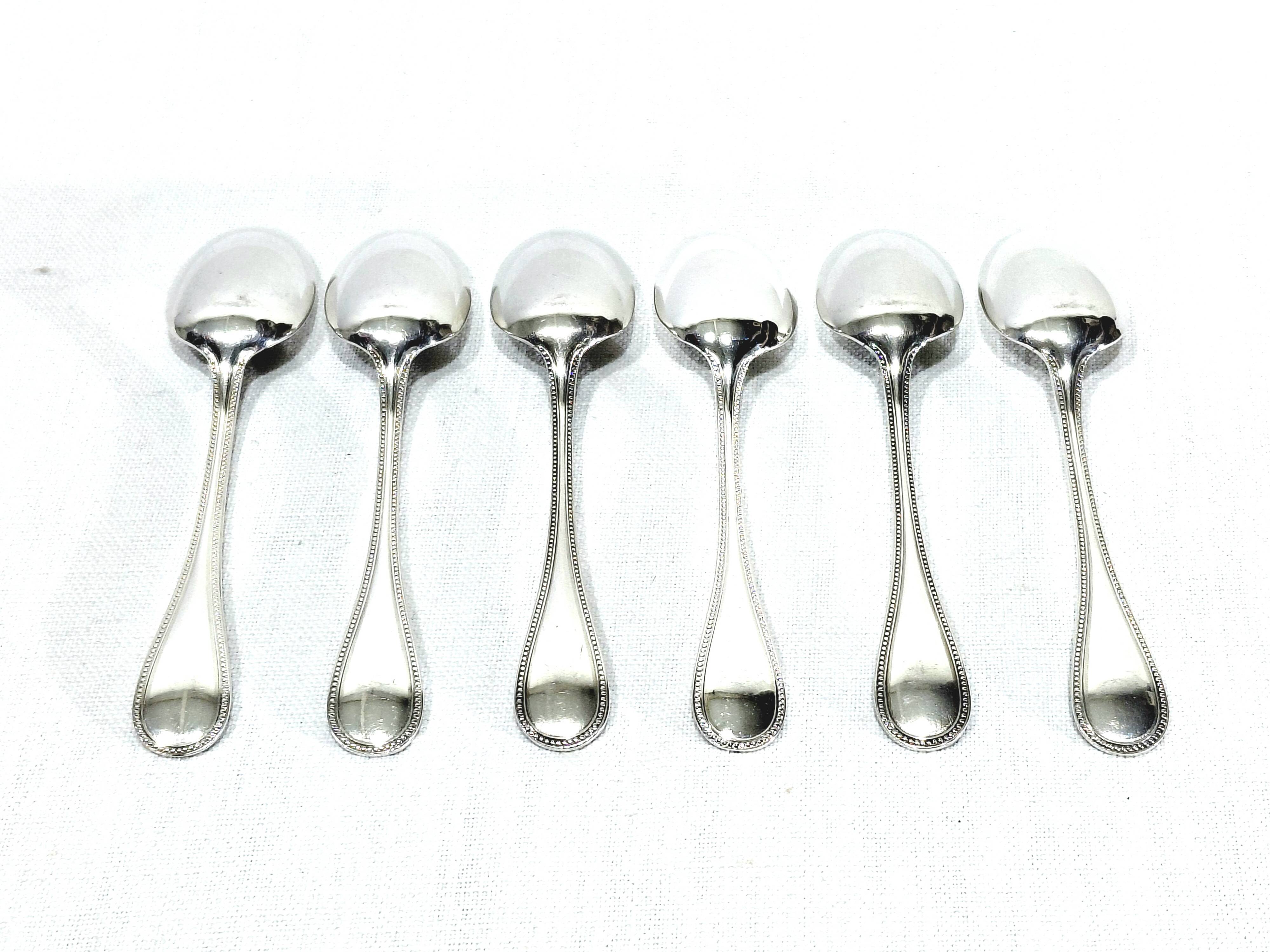 CHRISTOFLE - 6 MOCHA SPOONS MODEL PEARLS