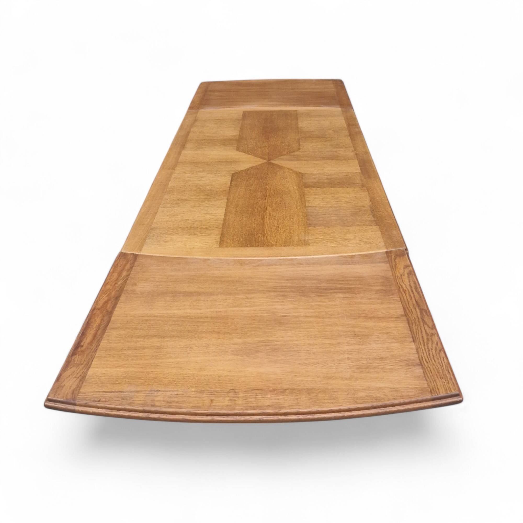XXL Brutalist Oak Dining Table, Guillerme et Chambron