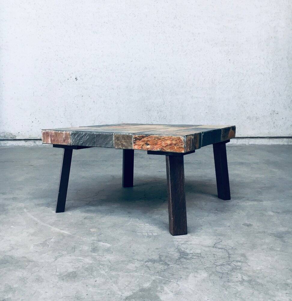 Brutalist Style Coffee Table in Slate Stone, 1970s