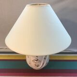 Old Moustiers ceramic lamp with white lamp shade