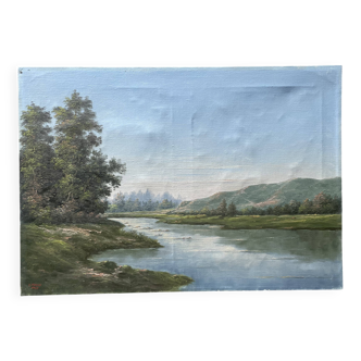 Painting, landscape signed E. Pirson 1969