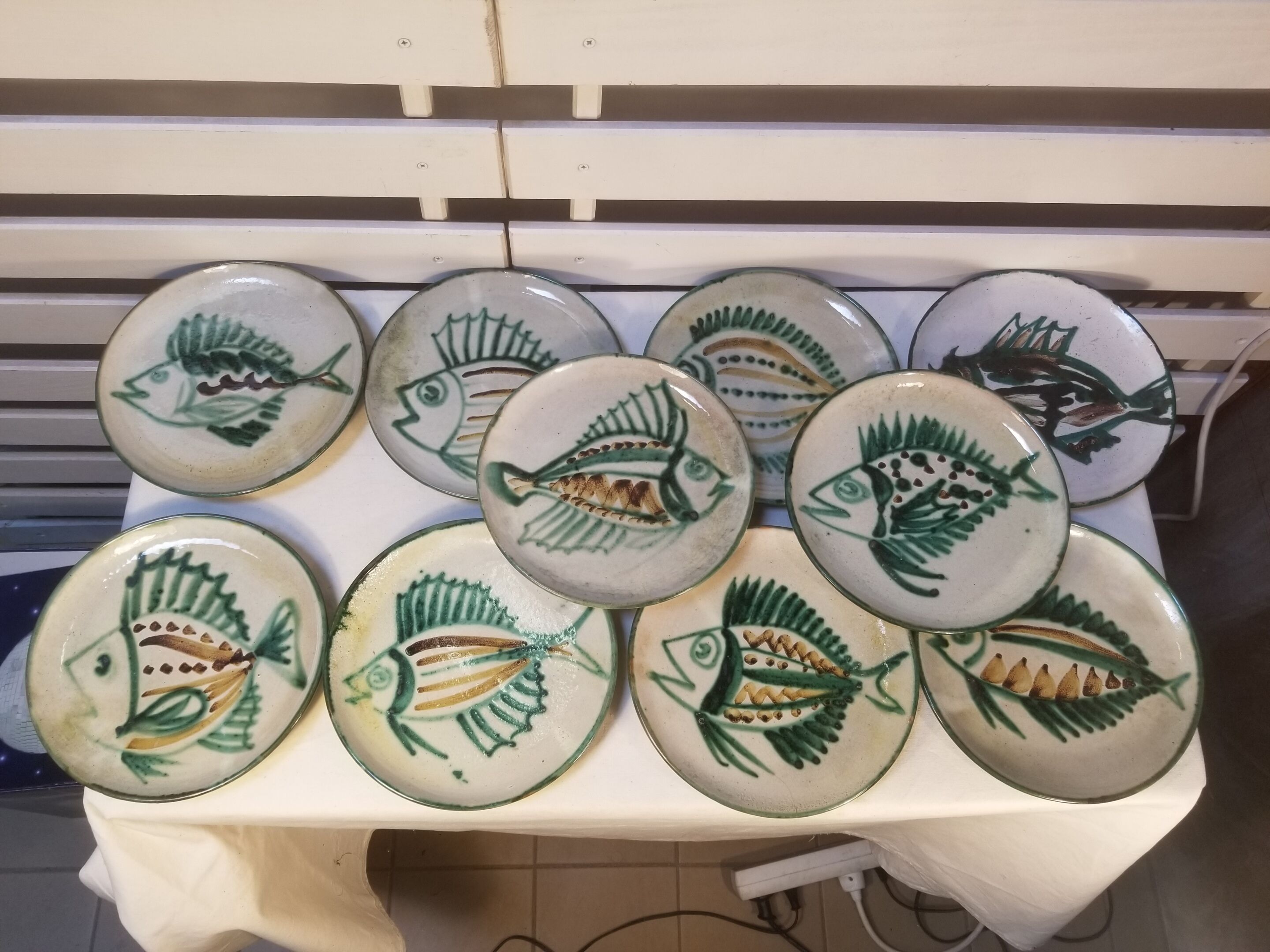 Series of 10 flat plates robert picault - 60s - fish series