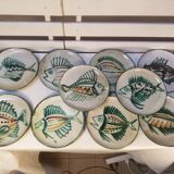 Series of 10 flat plates robert picault - 60s - fish series