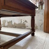 Solid walnut farmhouse castle table 1900 XXL