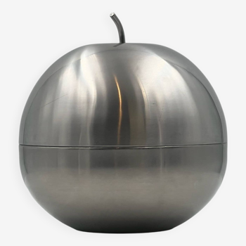 Vintage Italian Brushed Stainless Steel "Apple" Centerpiece Jar Morinox, 1970s