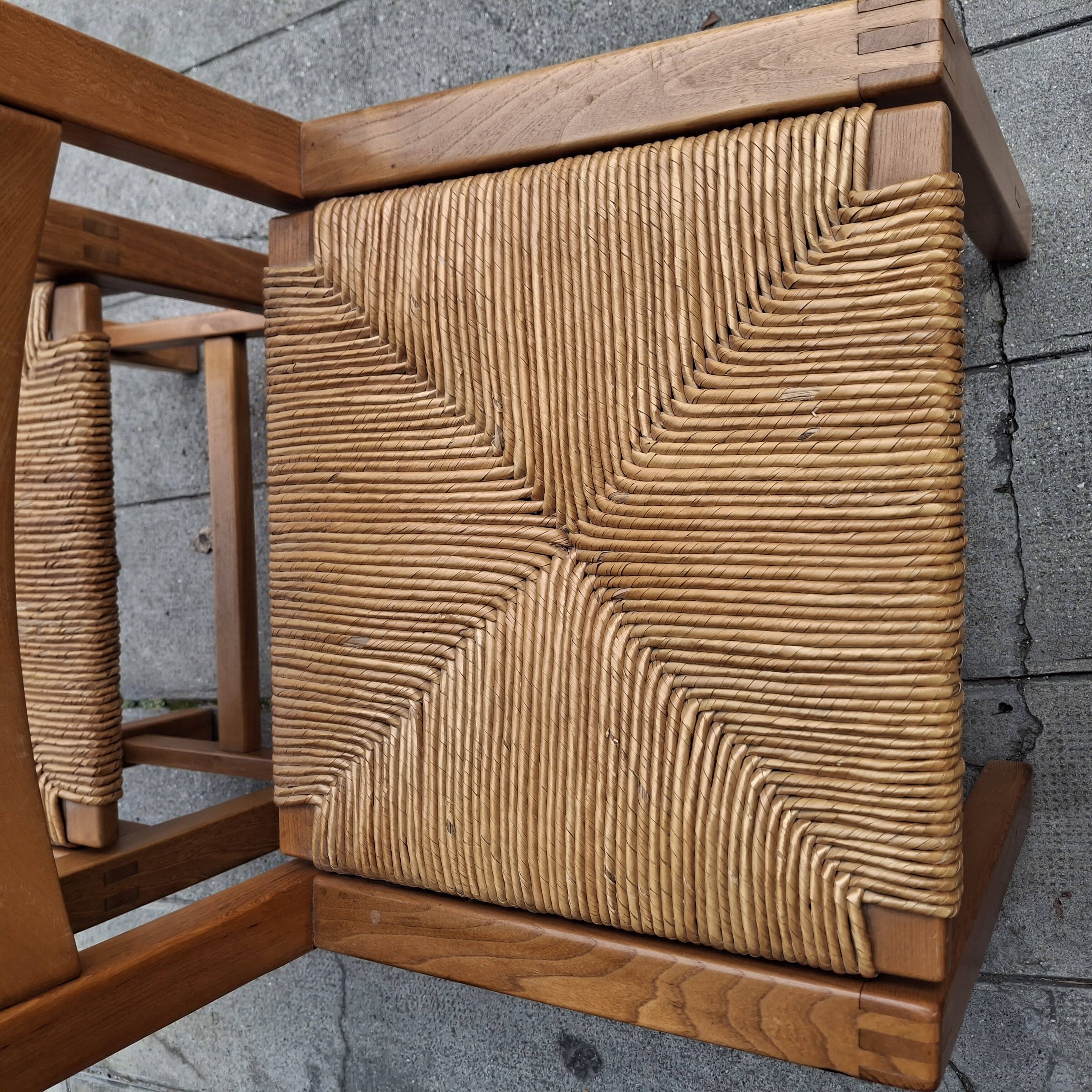 Set of four regaining chairs in elm. 1970