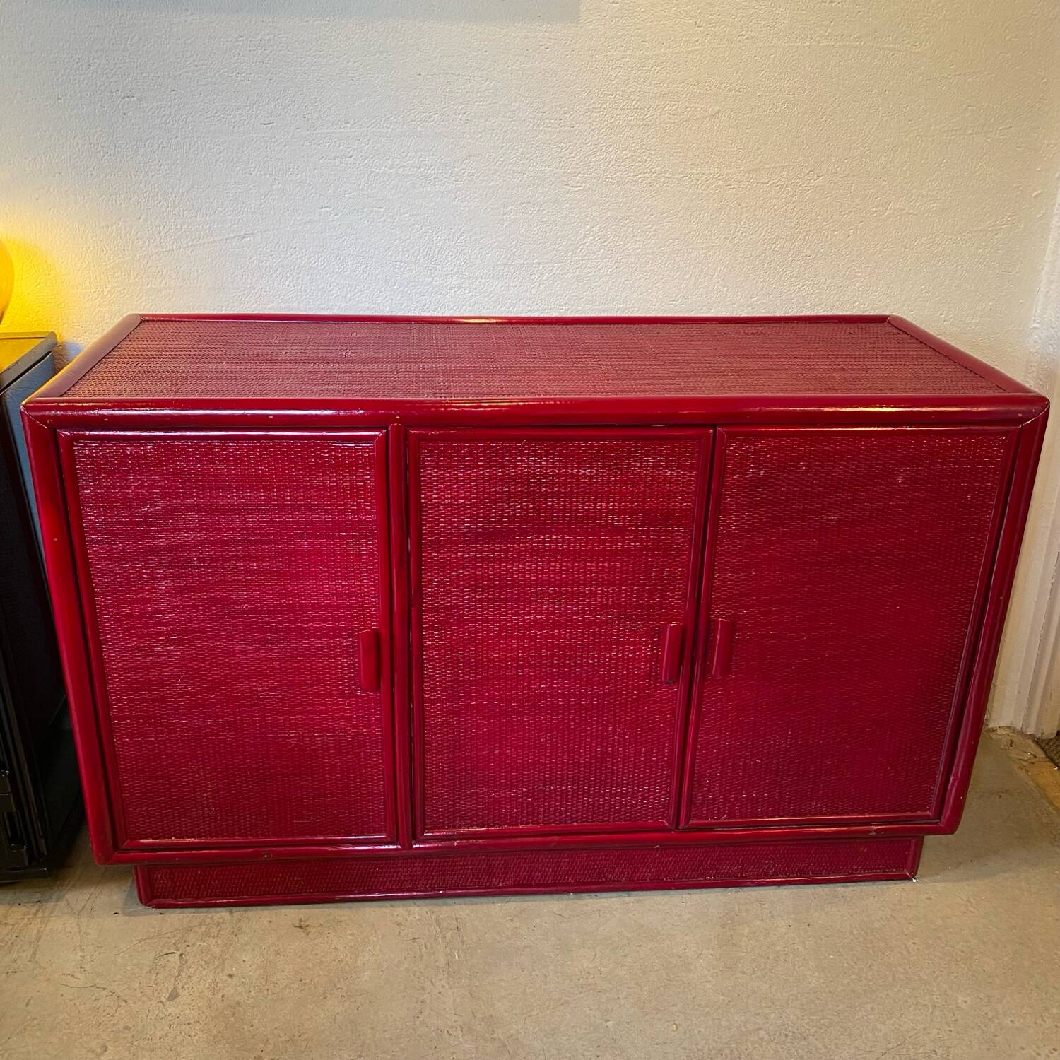 Buffet cannage et rotin laqué 70