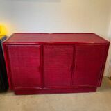 70s cane and lacquered rattan sideboard