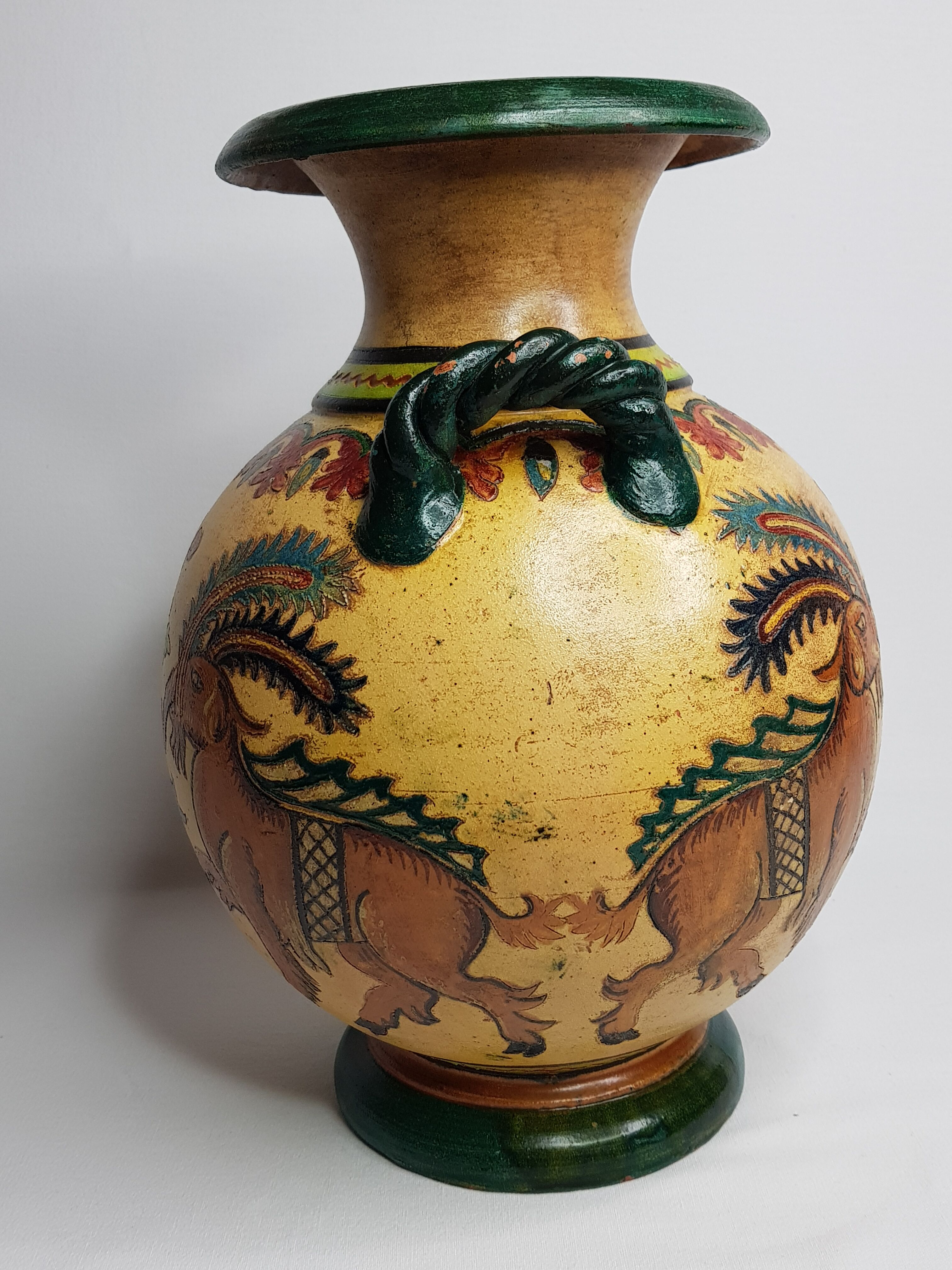 Vase amphore "Arno Montopoli Italia" années 30 au décor de Chimères