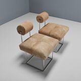 Paire de chaises d'appoint postmodernes en peau de vache par Fritz Brückner, Allemagne 1980