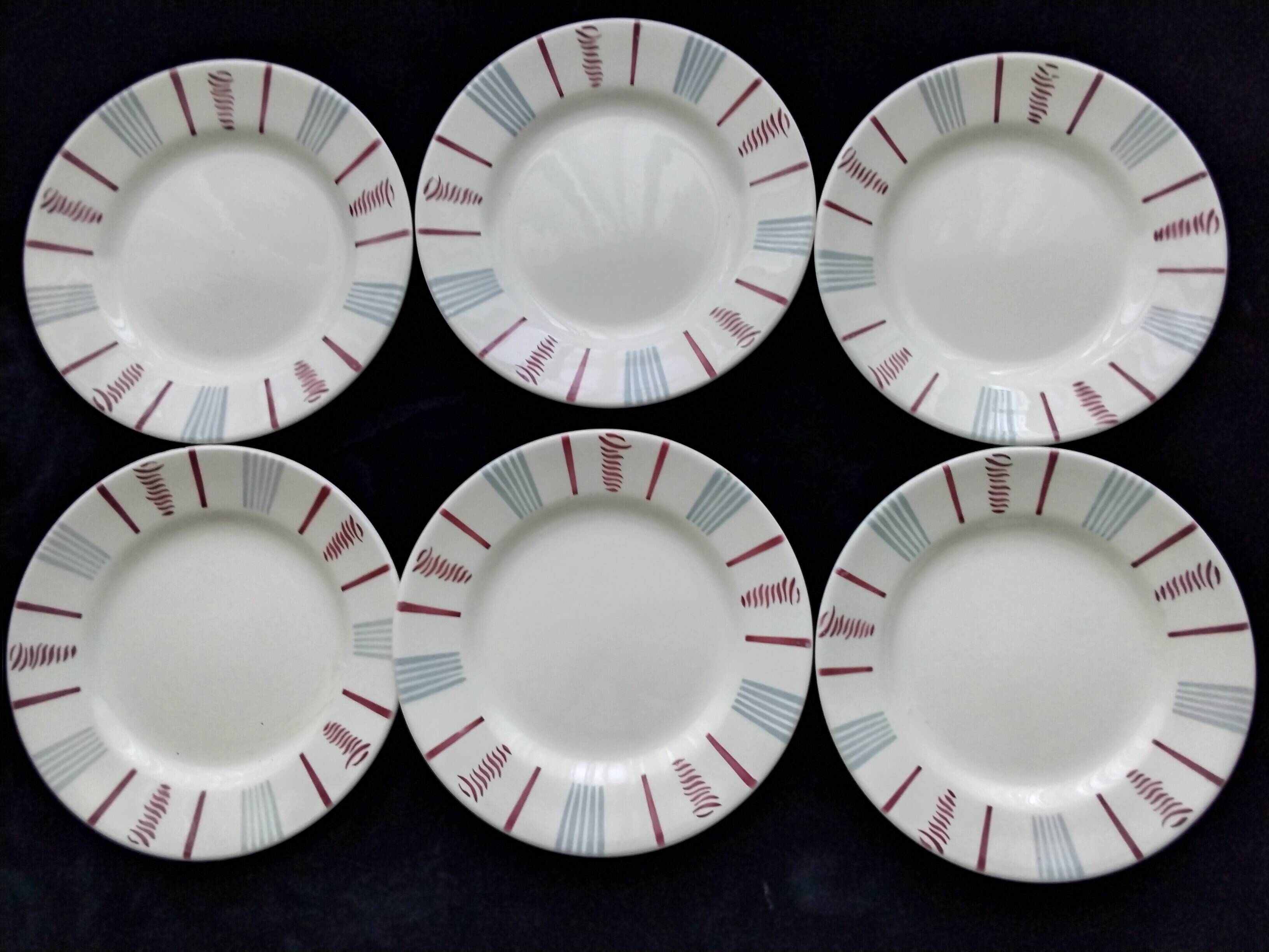 6 Sarreguemines earthenware dessert plates Neuilly model